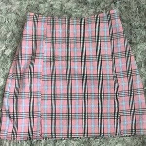 Pink plaid mini skirt